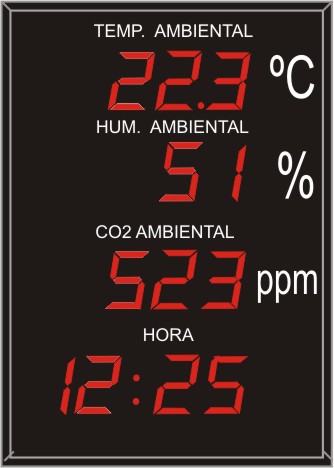 Indicador/ visualizador displays segmentos DTH Temperatura y Humedad segun RITE RD1826