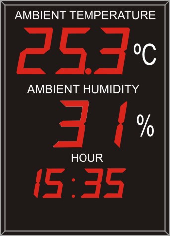 Indicador/ visualizador displays segmentos DTH Temperatura y Humedad segun RITE RD1826