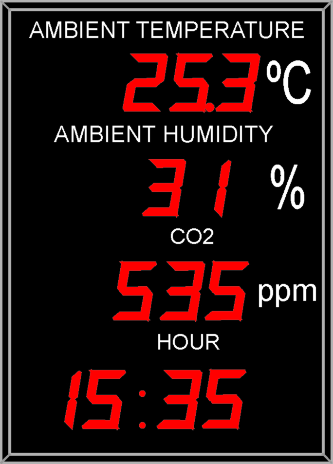 Large temperature , humidity, CO2 and clock swimming pool display meter