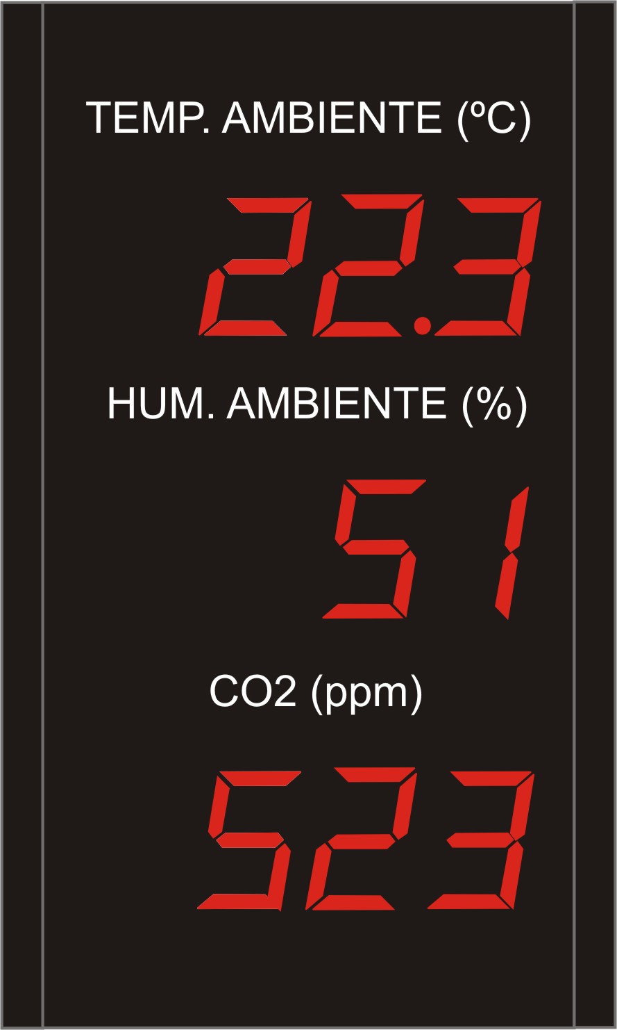 Indicador/ visualizador displays segmentos DTH Temperatura y Humedad segun RITE RD1826