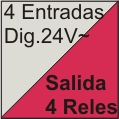 4 entradas analgicas de 24V, 4 salidas de rels.