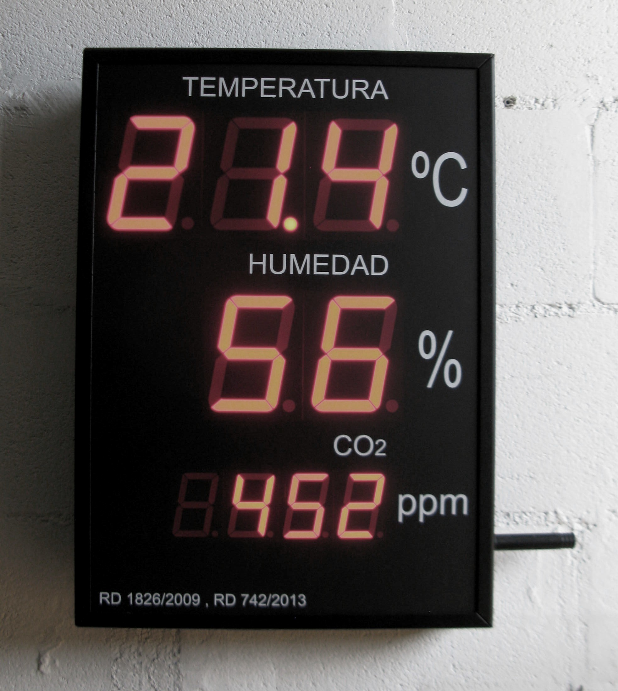 Pantalla temperatura humedad adaptado a nuevo Real Decreto