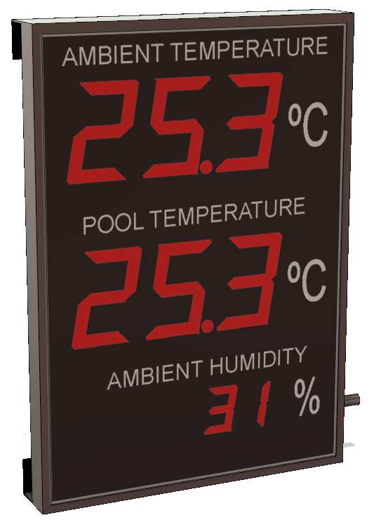 Large water temperature , humidity swimming pool display meter