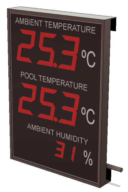 Large water temperature , humidity swimming pool display meter