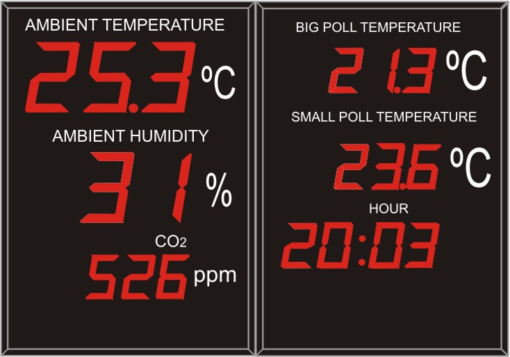 Indicador/ visualizador displays segmentos DTH Temperatura y Humedad segun RITE RD1826