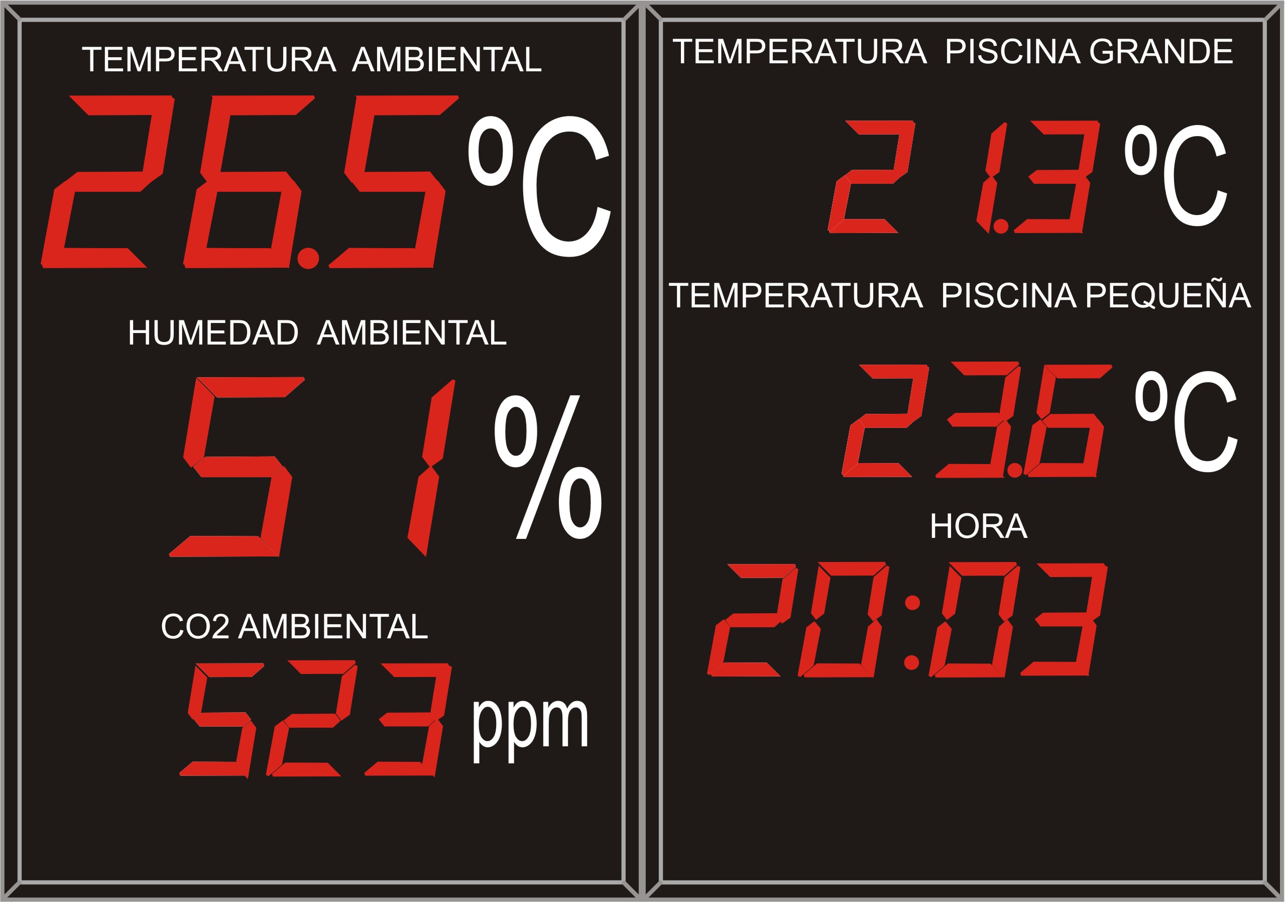 Indicador digital de temperatura, humedad y horario