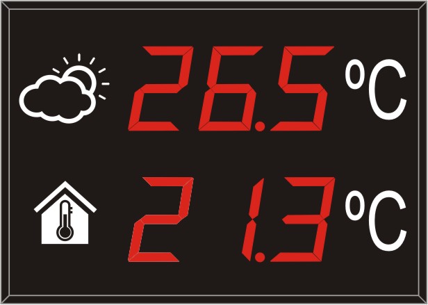 Indicador/ visualizador displays segmentos DTH Temperatura y Humedad segun RITE RD1826