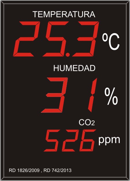 Indicador/ visualizador displays segmentos DTH Temperatura y Humedad segun RITE RD1826