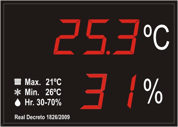 Visualizador Display TFT Temperatura y Humedad segun RITE.