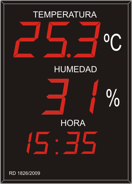 Indicador/ visualizador displays segmentos DTH Temperatura y Humedad segun RITE RD1826