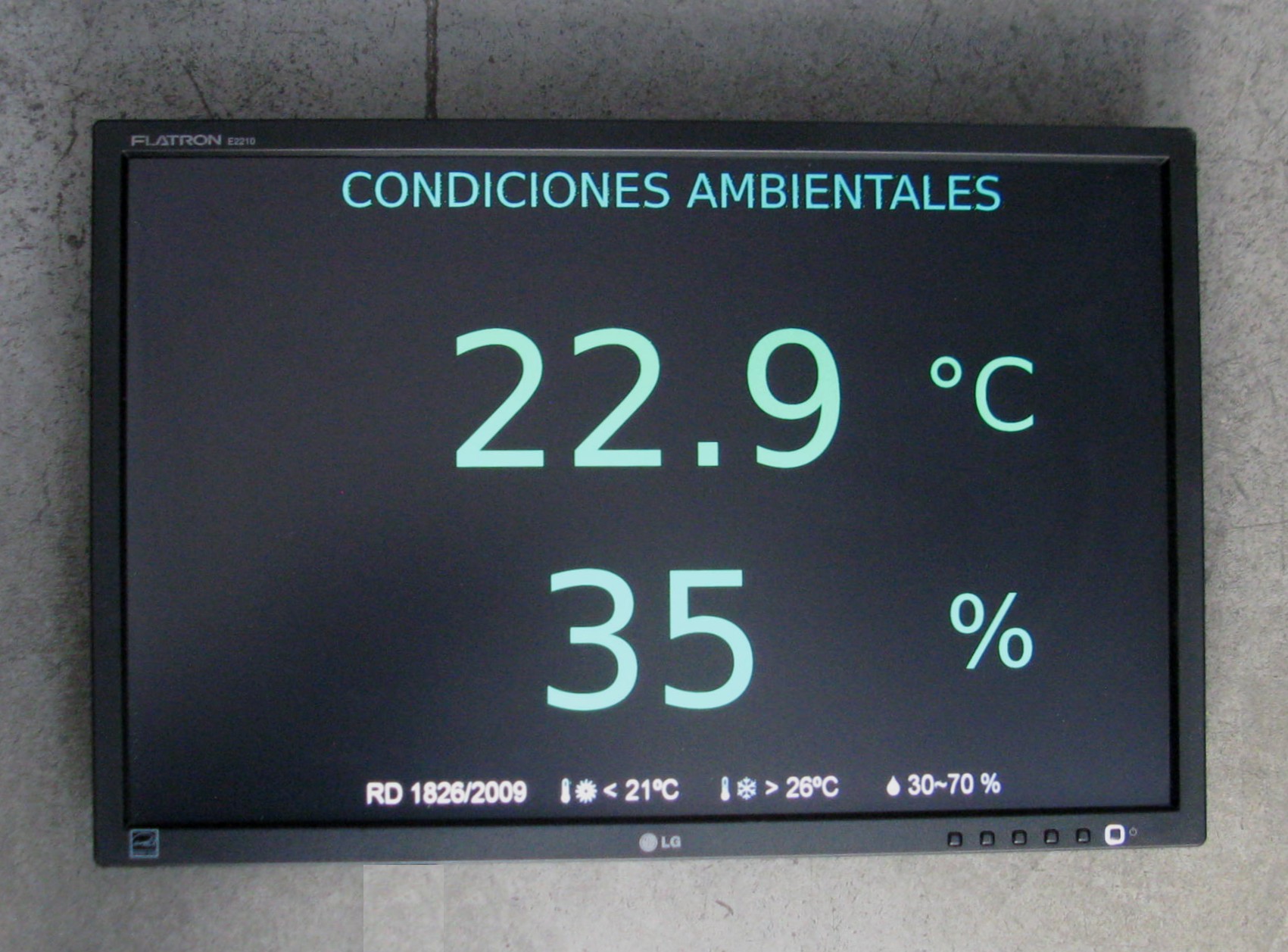 Indicador/ visualizador pantalla TFT/LCD/LED PTH5 Temperatura y Humedad segun RITE RD1826