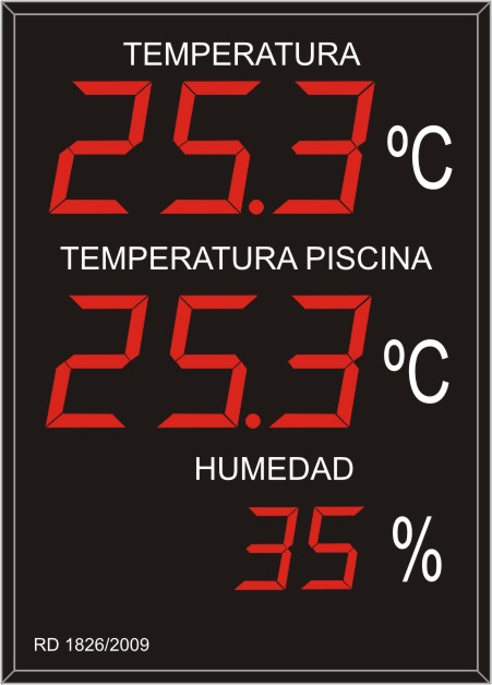 Indicador/ visualizador displays segmentos DTH Temperatura y Humedad segun RITE RD1826