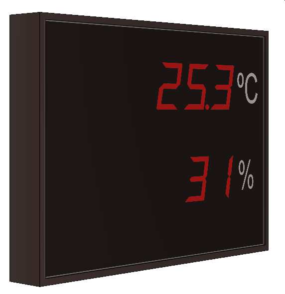 Large format temperature and humidity display thermometer indicator